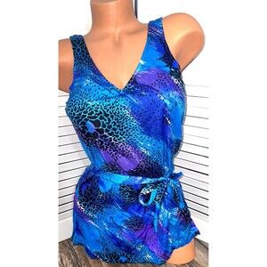 Maxine of Hollywood One Piece Skirted Swimsuit Size 14 Cruise Beach Vacation